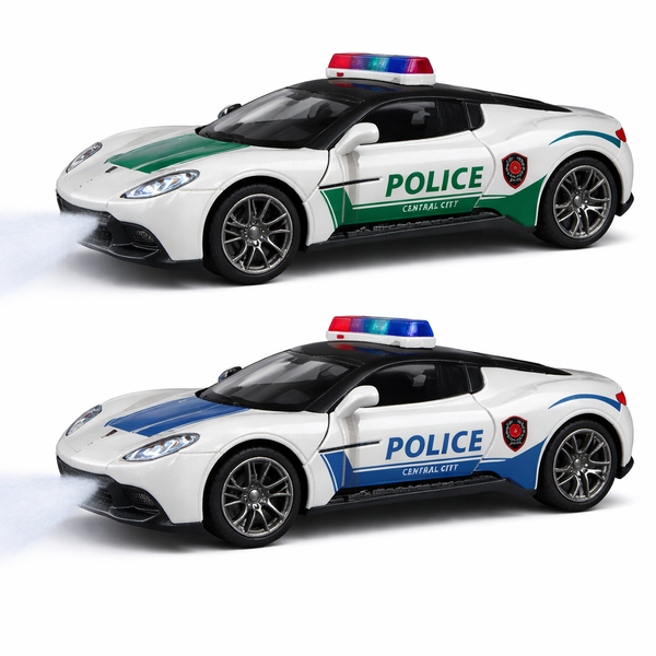 Металева поліцейська машинка DIE-CAST 1:22, інерційна (pull back), відкриваються двері, Синій