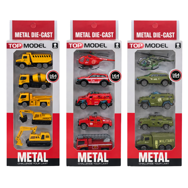 Набір металевих машинок Metal DIE-CAST пожежна техніка 5 шт