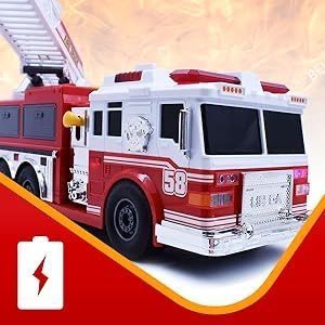 Дитяча іграшкова спецтехніка "Пожежна машина" із звуковими та світловими ефектами, бризкає водою