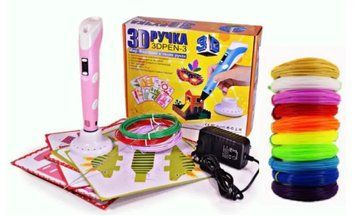 Набір 3д Ручка PEN-3 з трафаретами LCD дисплей ABS та PLA + 100м пластика