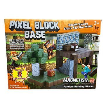 Магнітний конструктор Майнкрафт "Pixel Block Base" 30 деталей з фігурками