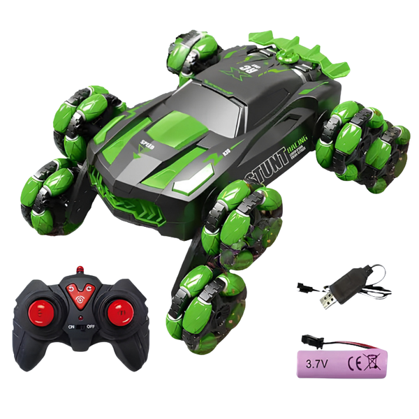 Радіокерована дрифт-машина "RC Stunt Car" 8 коліс, 360&deg; з повним приводом, підсвіткою та парою, Зелений